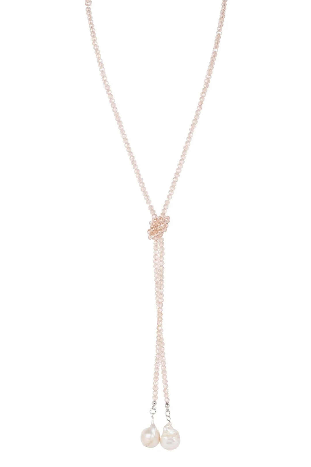 Baroque Knotted Pearl Necklace Champagne