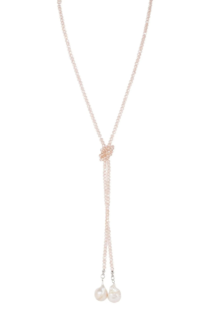 Baroque Knotted Pearl Necklace Champagne