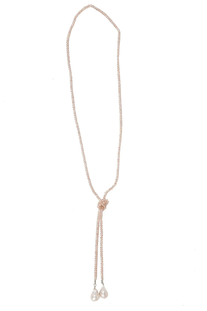 Baroque Knotted Pearl Necklace Champagne