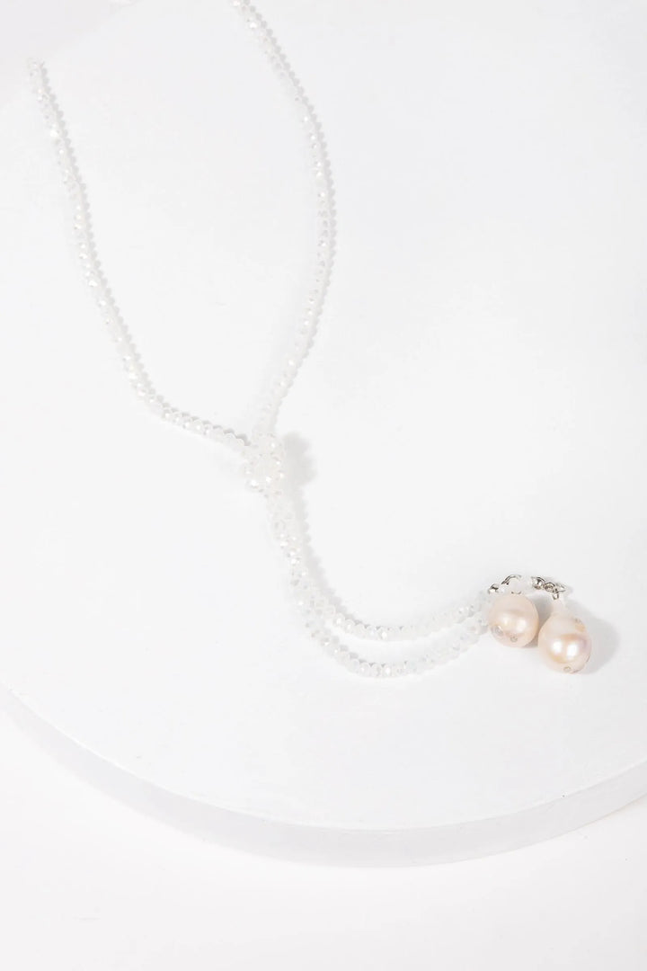 Baroque Knotted Pearl Necklace White