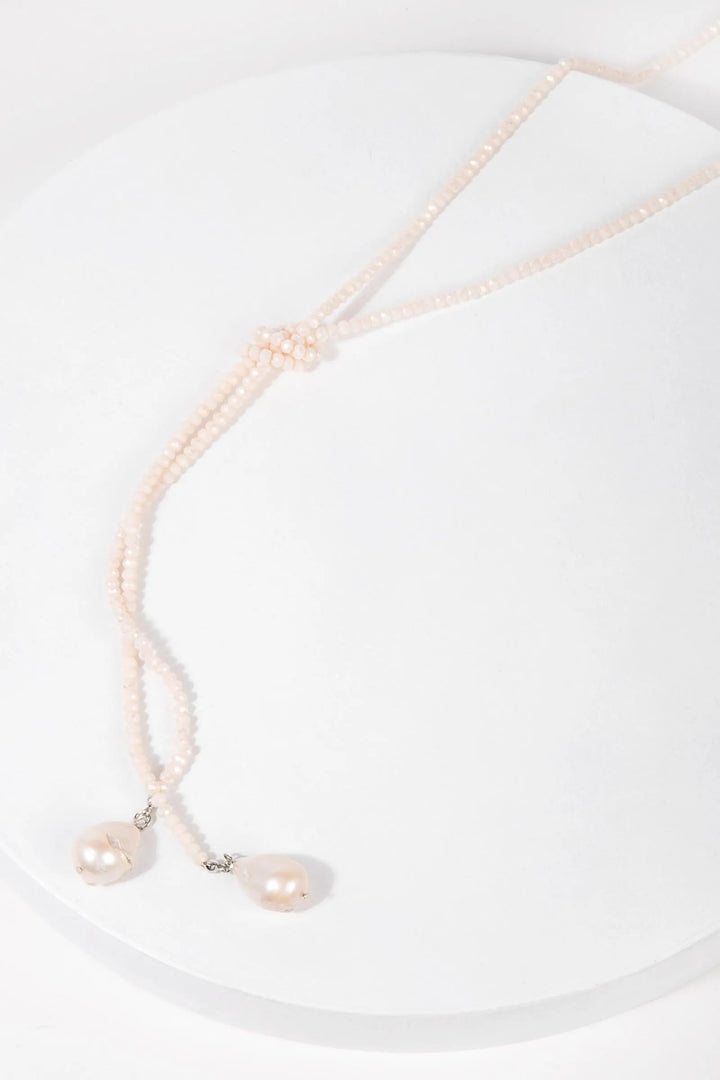 Baroque Knotted Pearl Necklace Blush