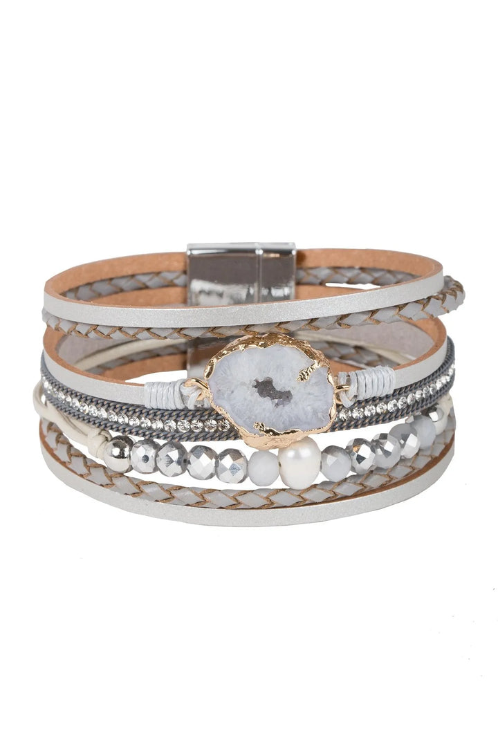 Callisto Leather Bracelet Gray