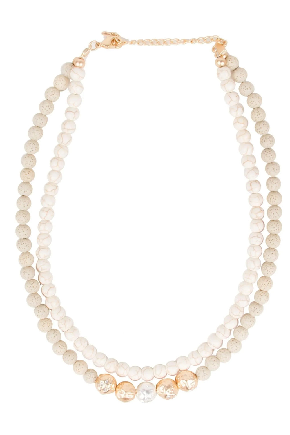 Dohara Beaded Layered Necklace Linen
