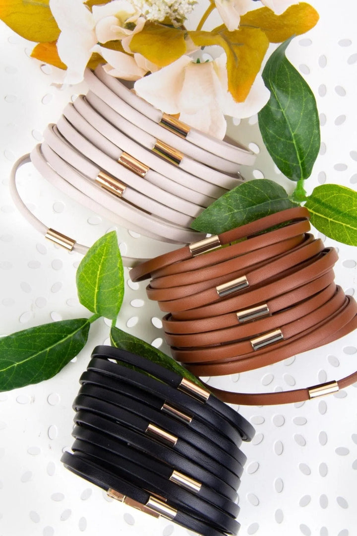 Multi-Strand Vegan Leather Bracelet - SAACHI