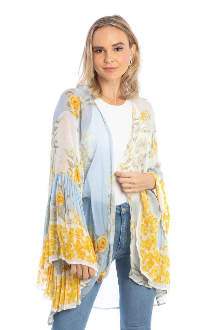 Mystical Garden Ruffle Sleeve Kimono Ivory