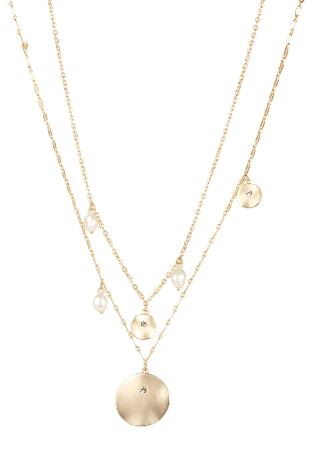 Layered Medallion Necklace Gold