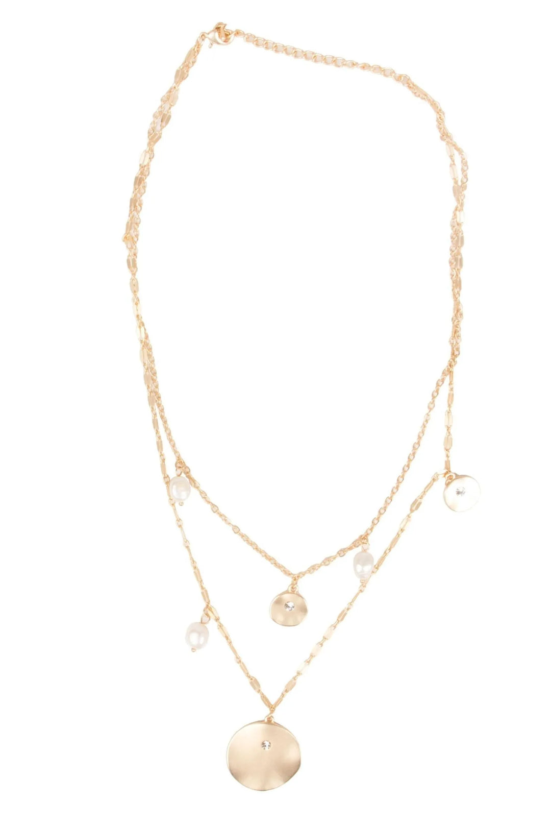 Layered Medallion Necklace Gold
