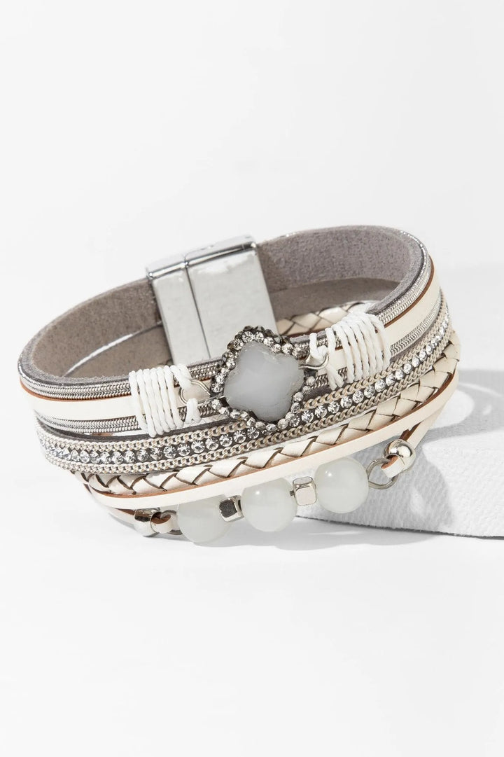 Mixed-In Leather Bracelet Ivory