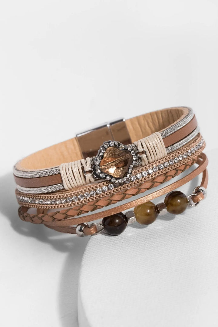 Mixed-In Leather Bracelet Sienna