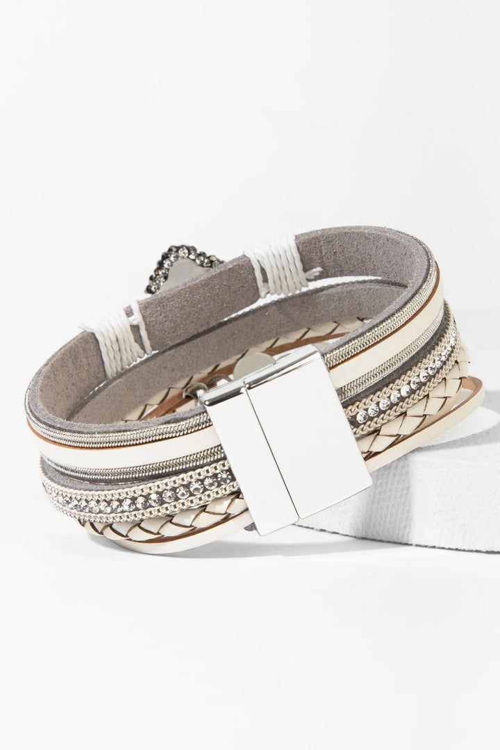 Mixed-In Leather Bracelet Ivory