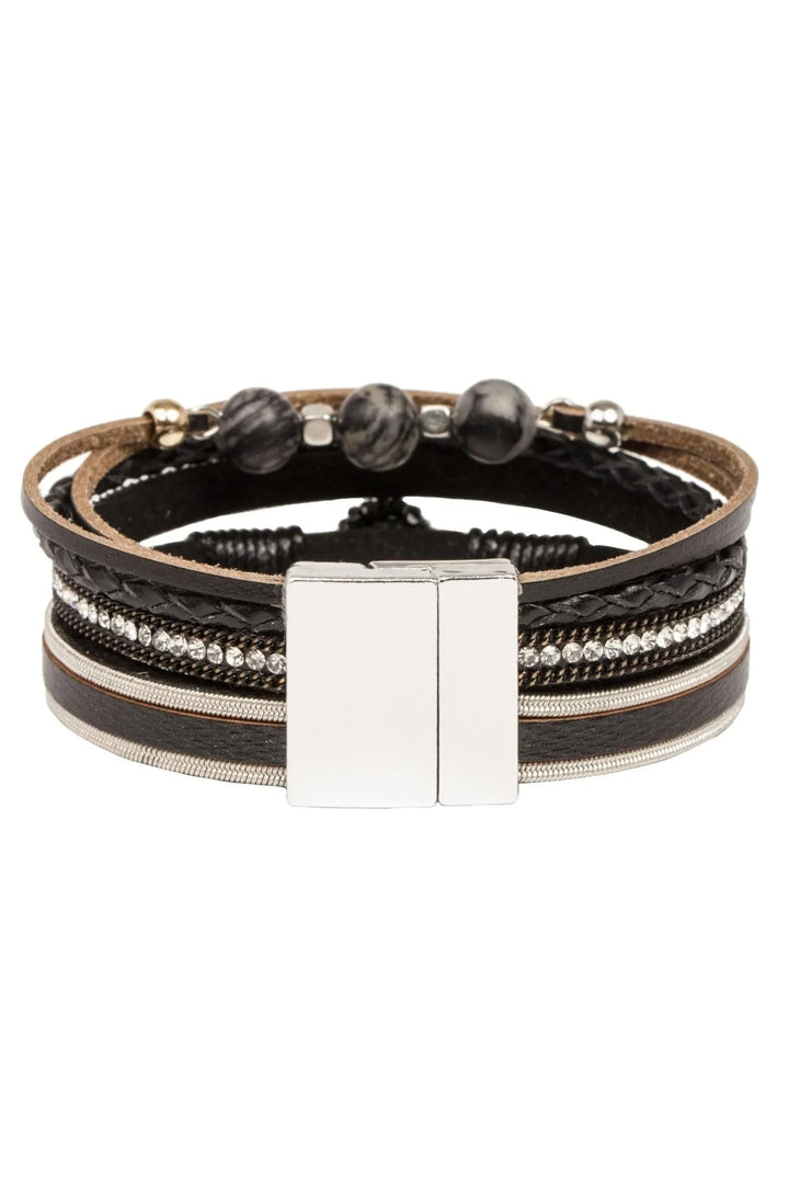 Mixed-In Leather Bracelet Black