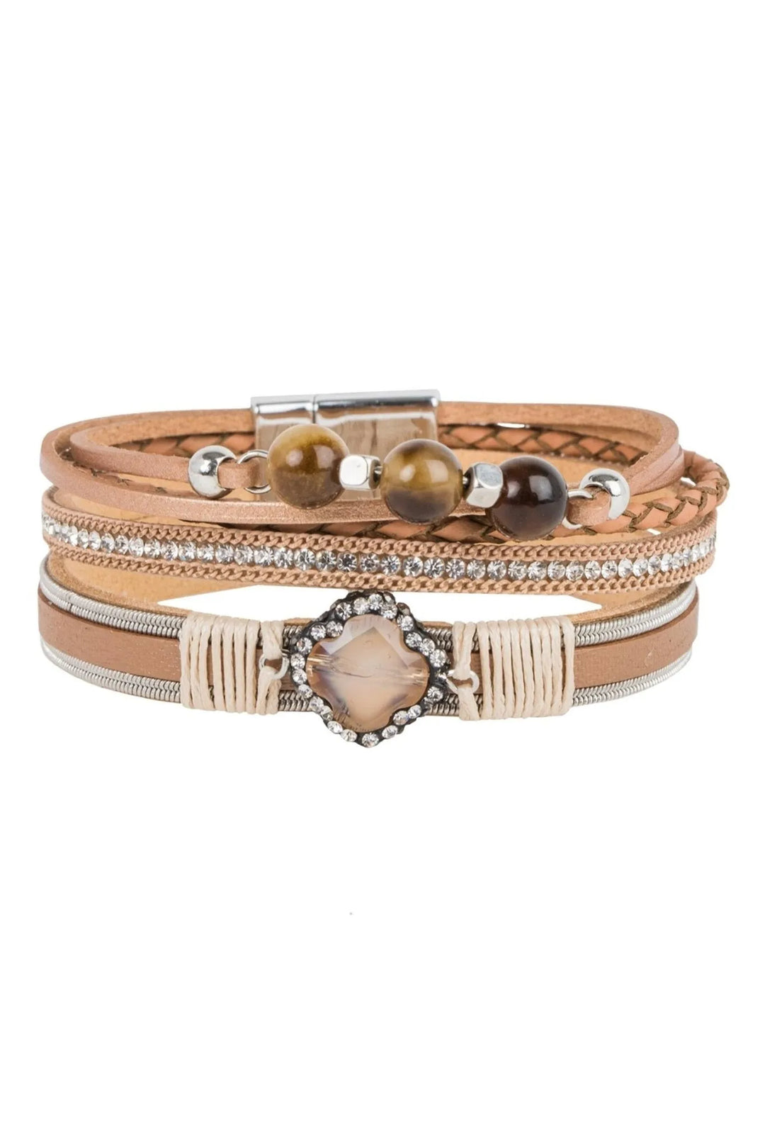 Mixed-In Leather Bracelet Sienna
