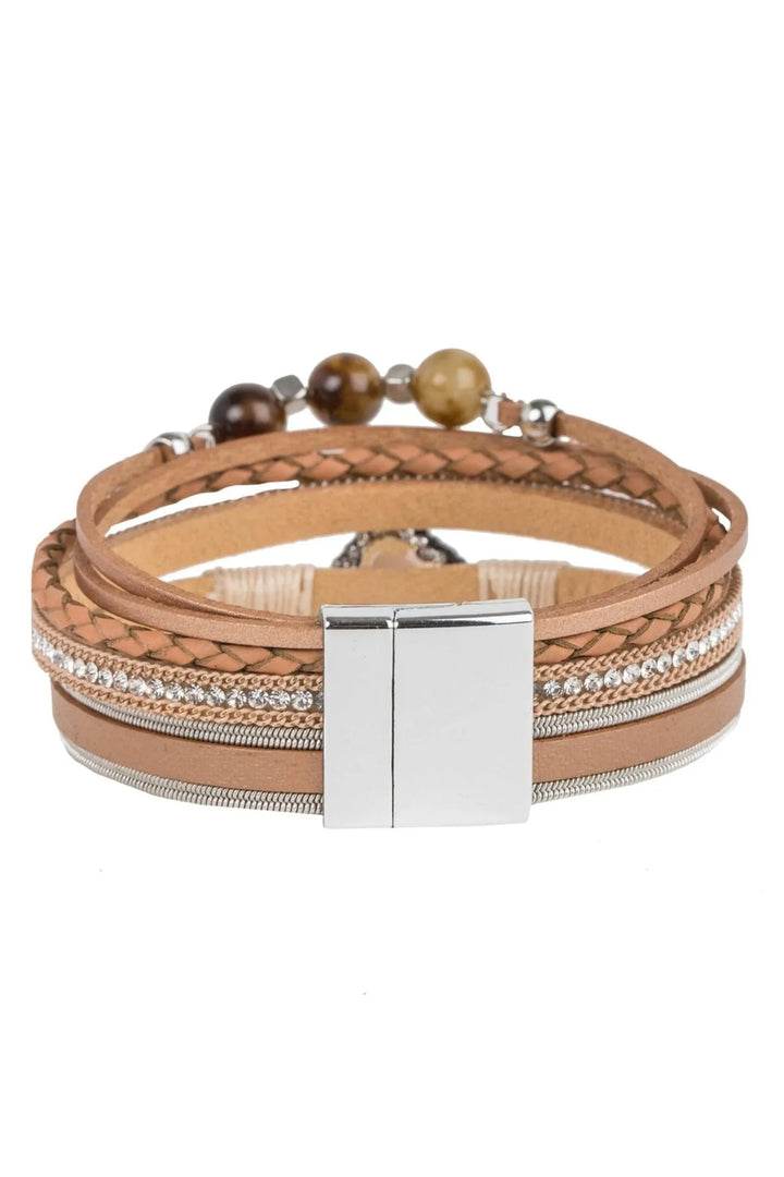 Mixed-In Leather Bracelet Sienna