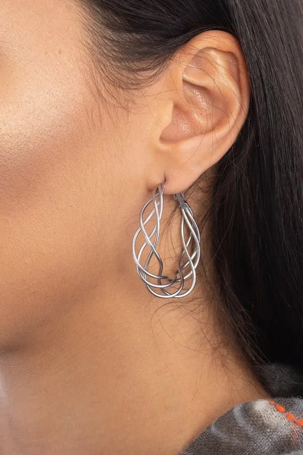 Multi Surface Hoop Earring Silver