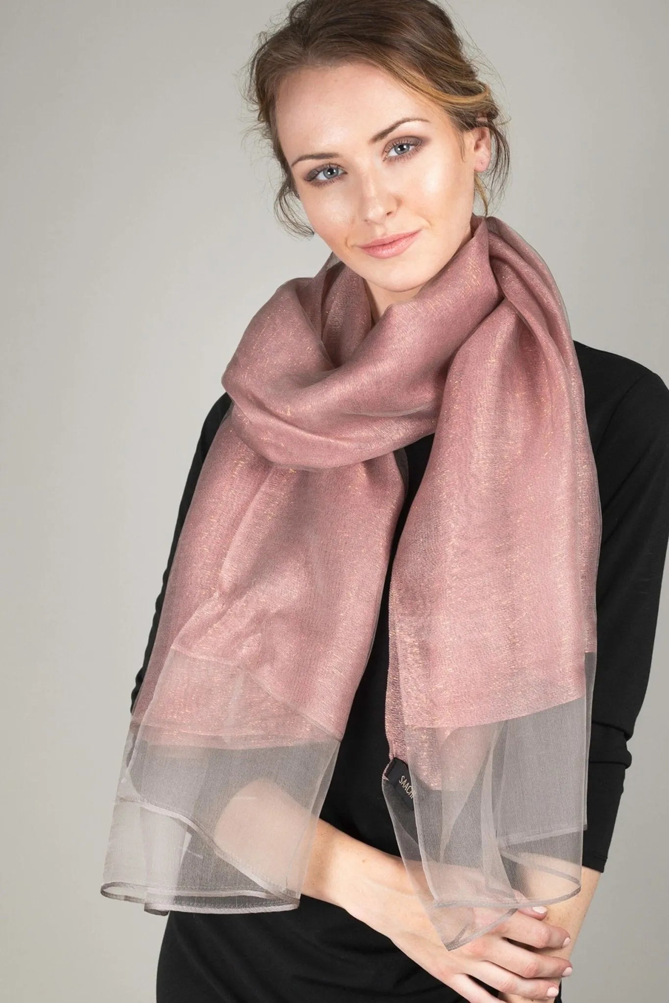 Unique duet of women's chiffon scarf 100% silk