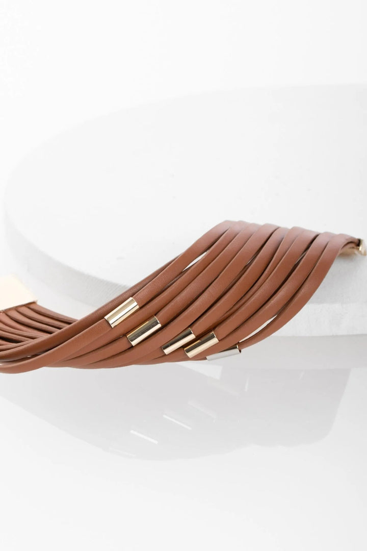 Multi-Strand Vegan Leather Bracelet Sienna