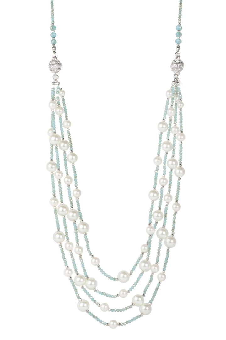 Convertible Layer Pearl Necklace Aqua