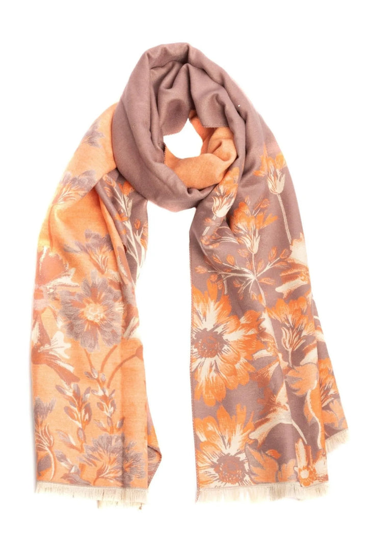 Reversible Wildflower Scarf Orange