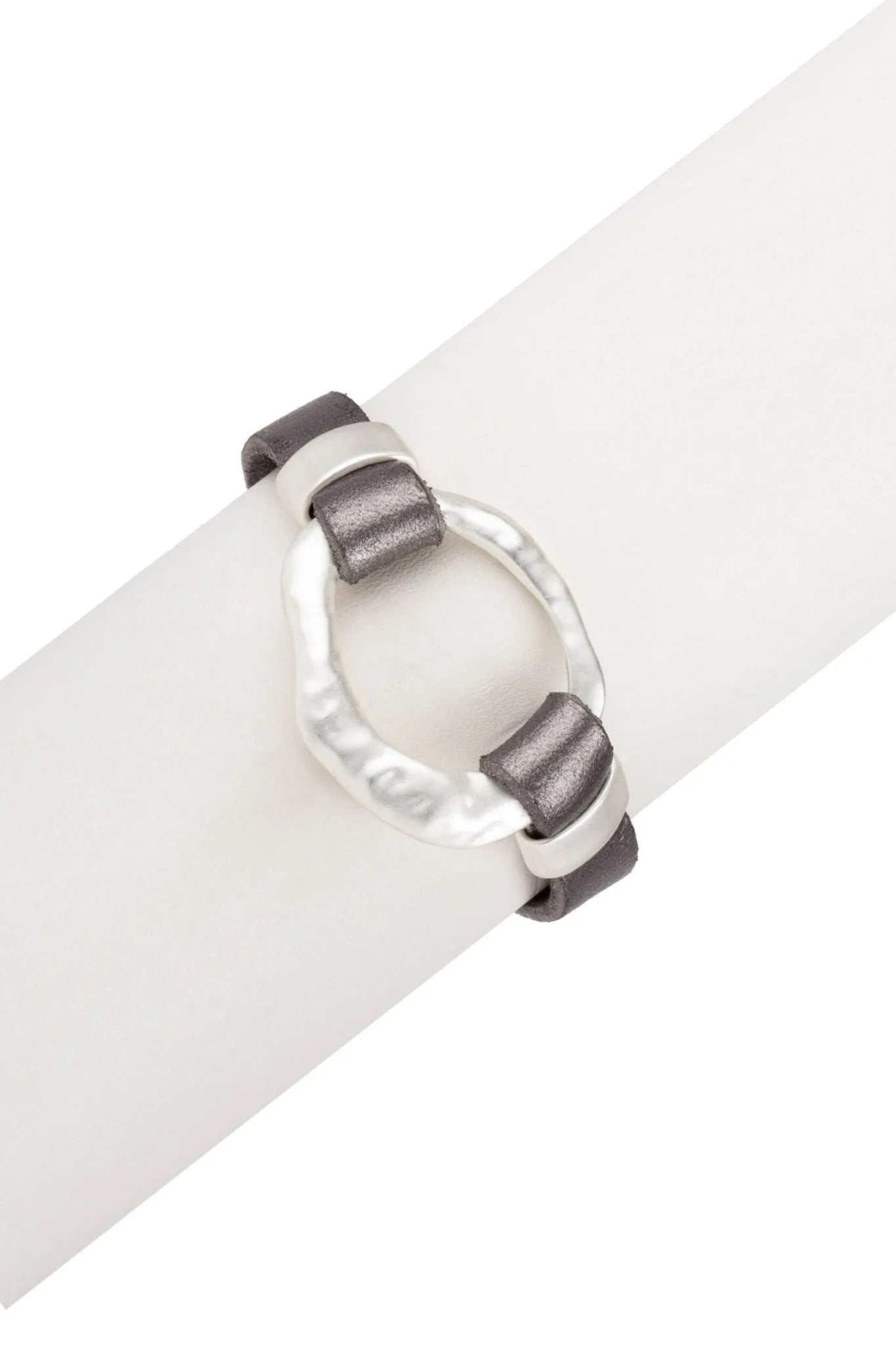 Hammered Metal Leather Bracelet | SAACHI