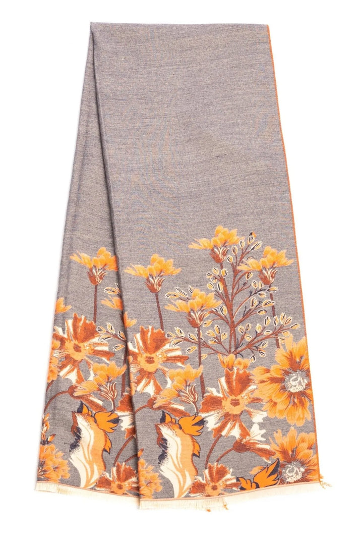 Reversible Wildflower Scarf Gray