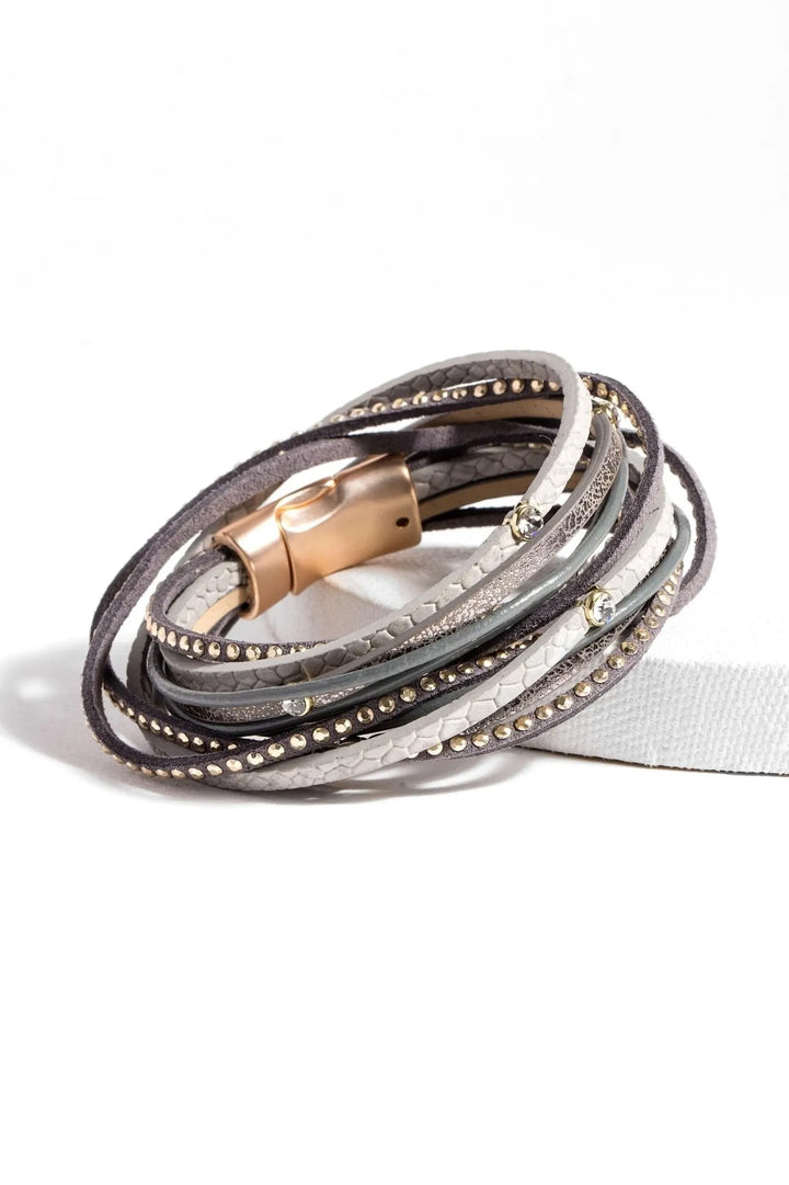 Segovia Double Wrap Leather Bracelet Darkgray