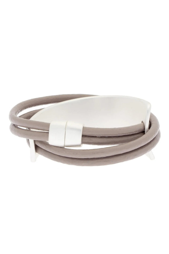 Swish Leather Bracelet Silver