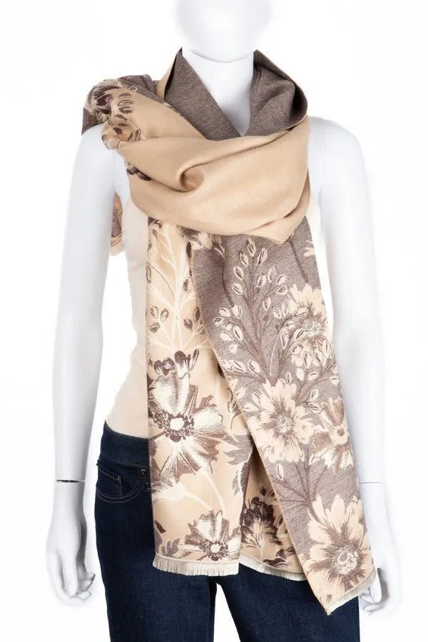 Reversible Wildflower Scarf Antique White