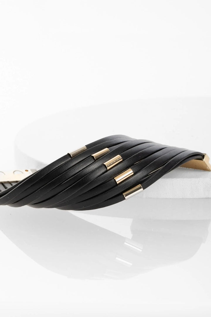 Multi-Strand Vegan Leather Bracelet Black