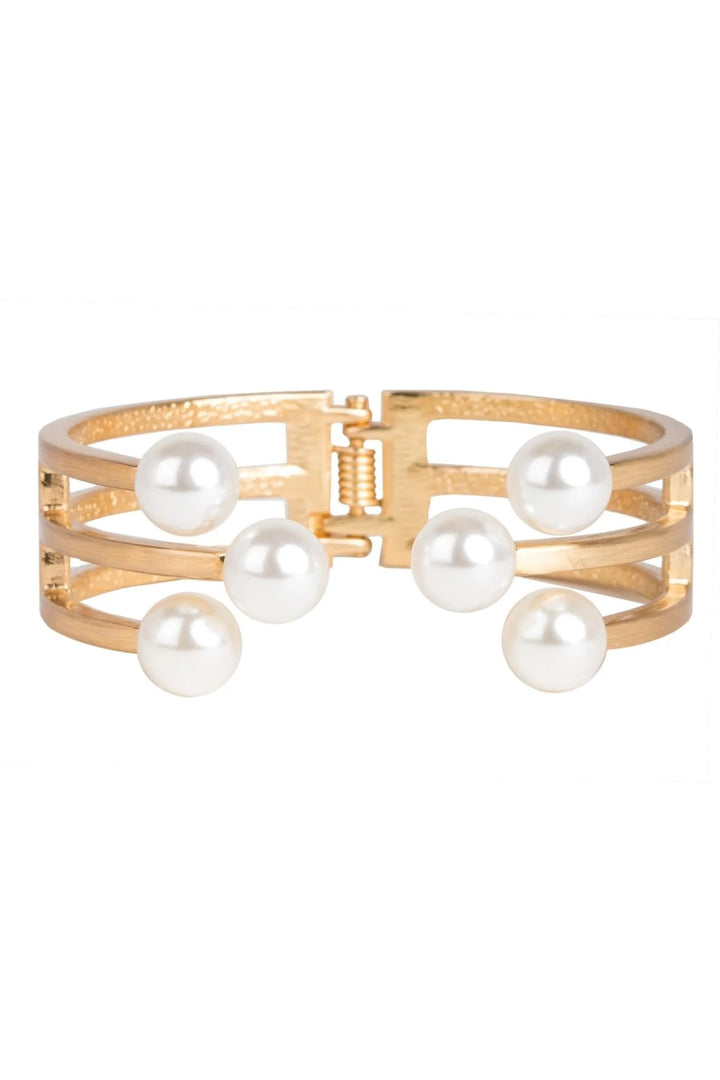 6 Pearl Cuff Bracelet Gold