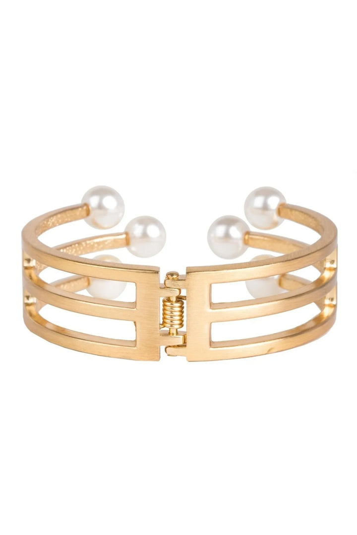 6 Pearl Cuff Bracelet Gold