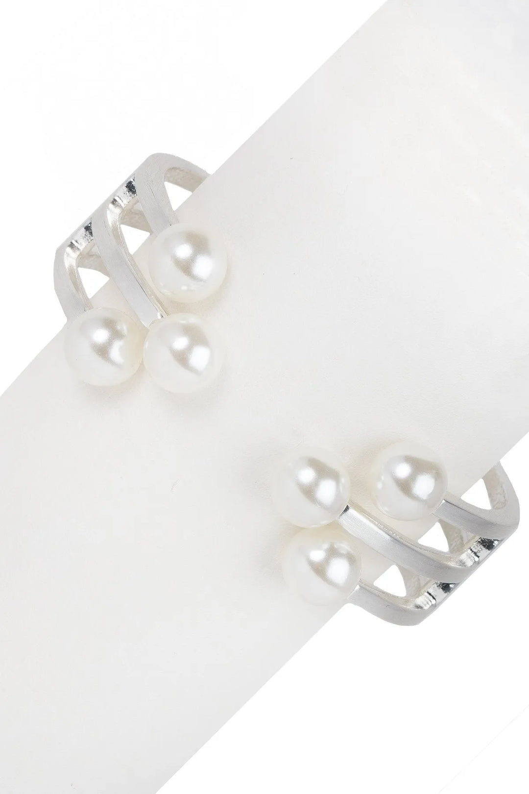 6 Pearl Cuff Bracelet Silver