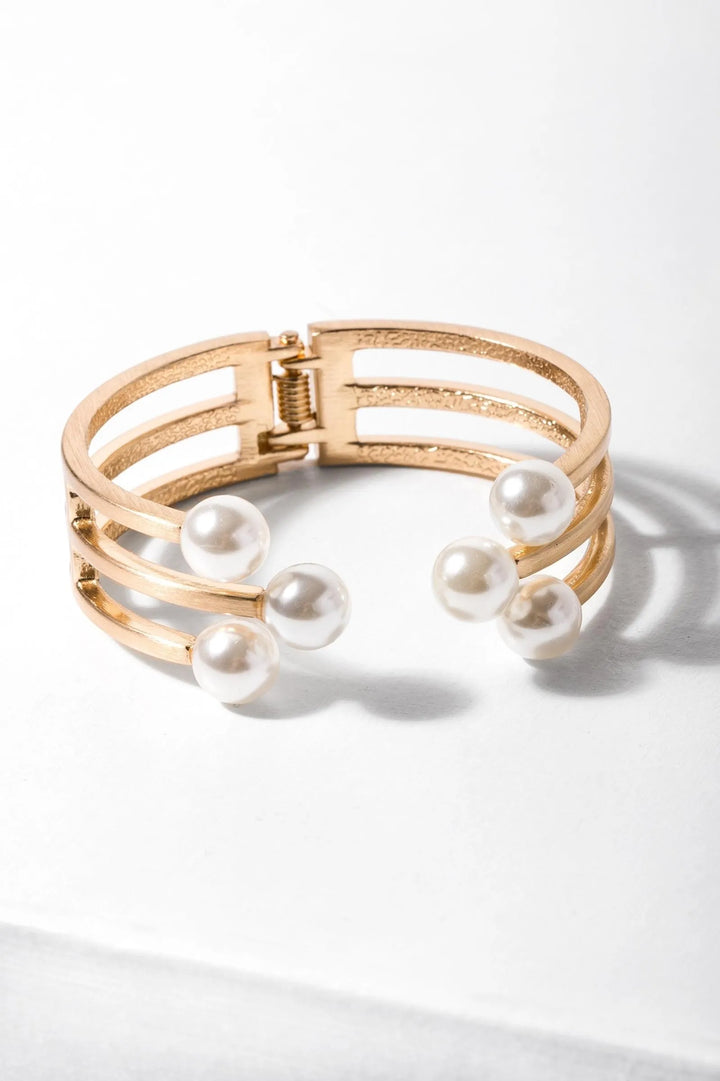 6 Pearl Cuff Bracelet Gold