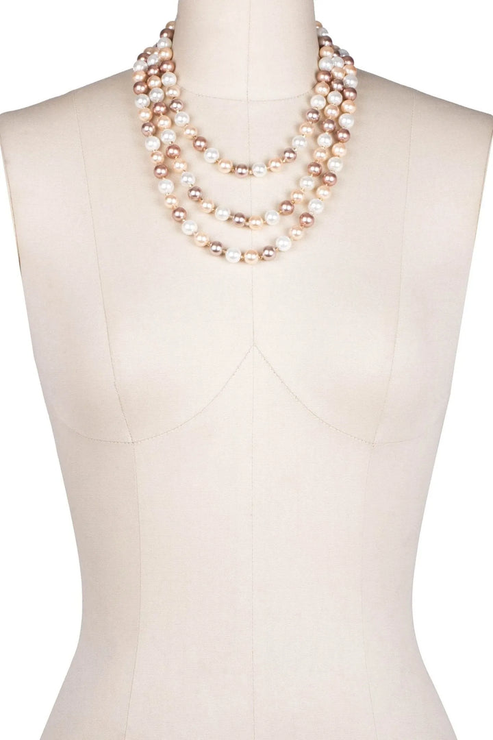 Three Layer Pearl Necklace Misty Rose