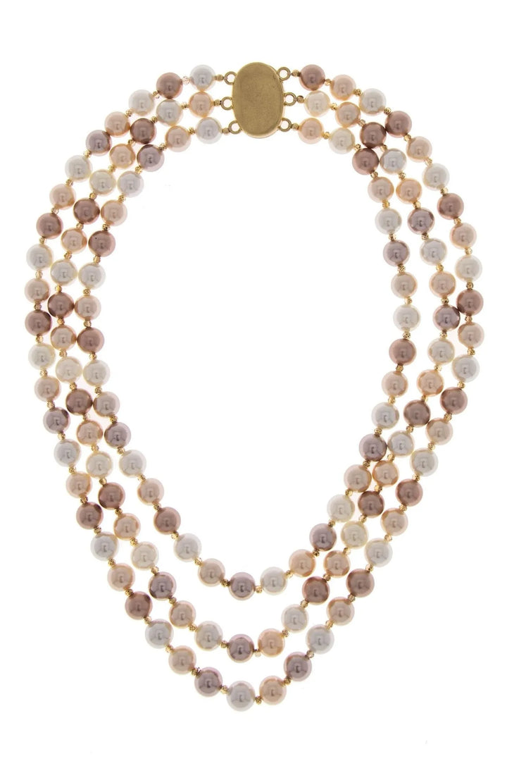 Three Layer Pearl Necklace Misty Rose