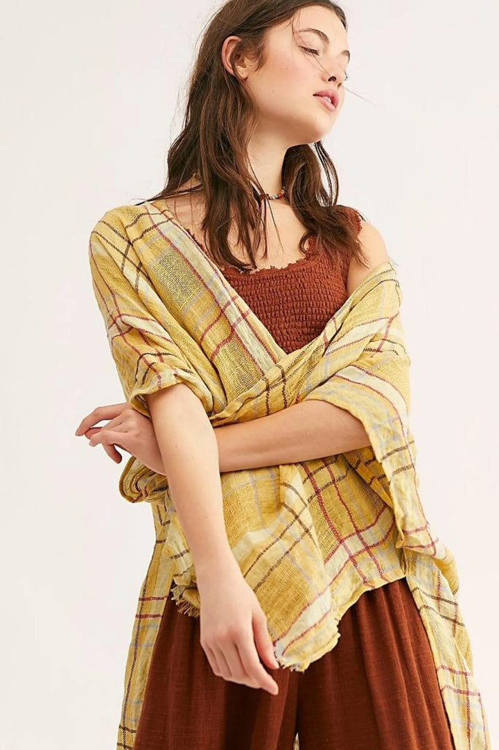 Reverie Plaid Kimono Khaki