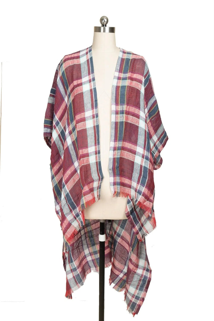 Reverie Plaid Kimono Light Coral