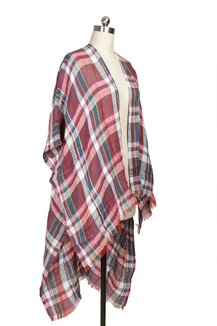 Reverie Plaid Kimono Light Coral