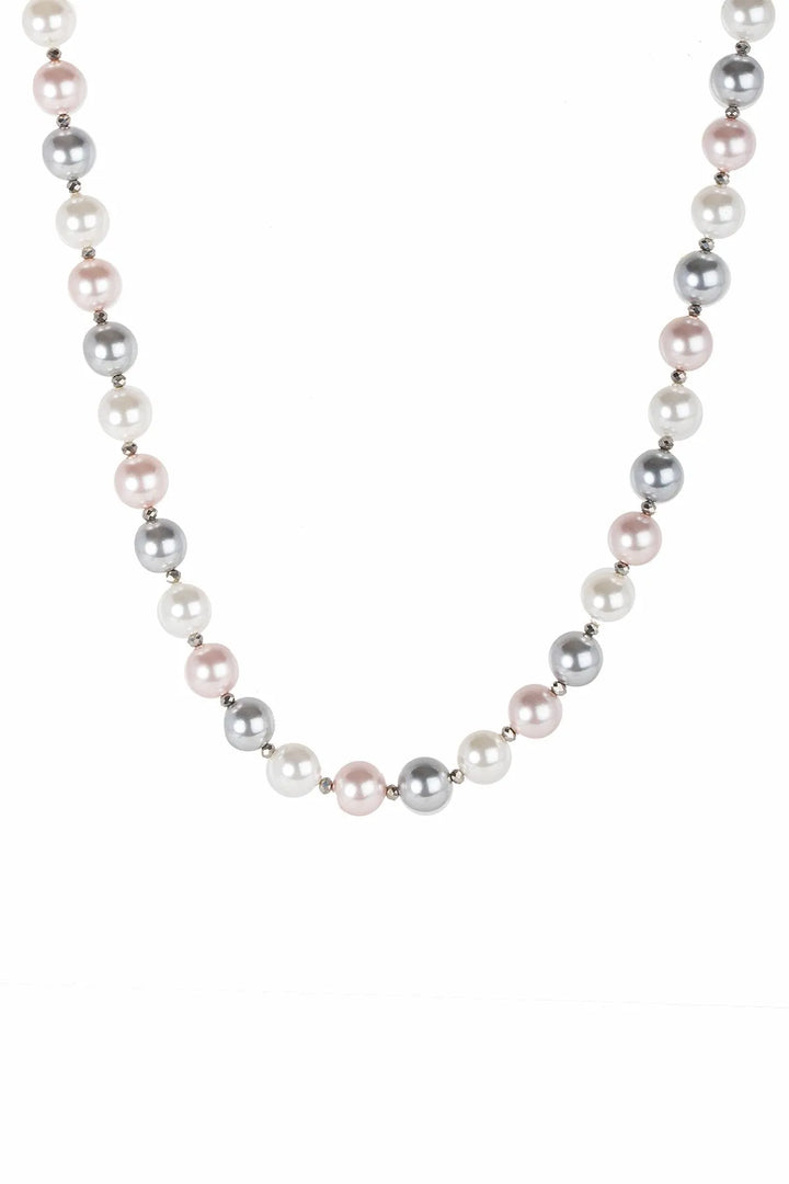 Multi Colored Pearl Collar Necklace Gray