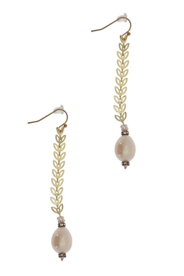 Filigree Drop Pearl Earring Antique White