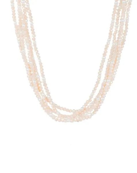 Short Crystal Pearl Necklace Lavender Blush