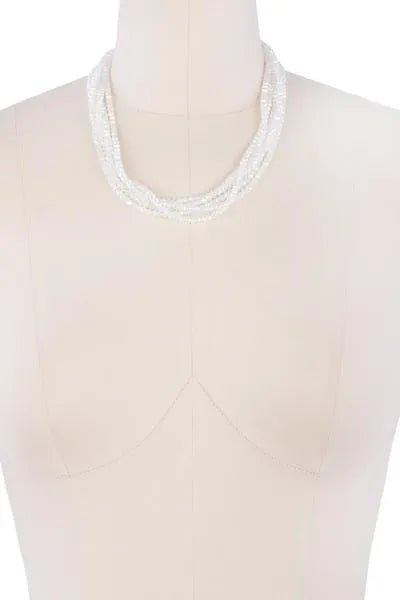 Short Crystal Pearl Necklace White