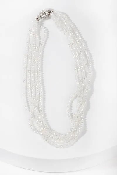 Short Crystal Pearl Necklace White