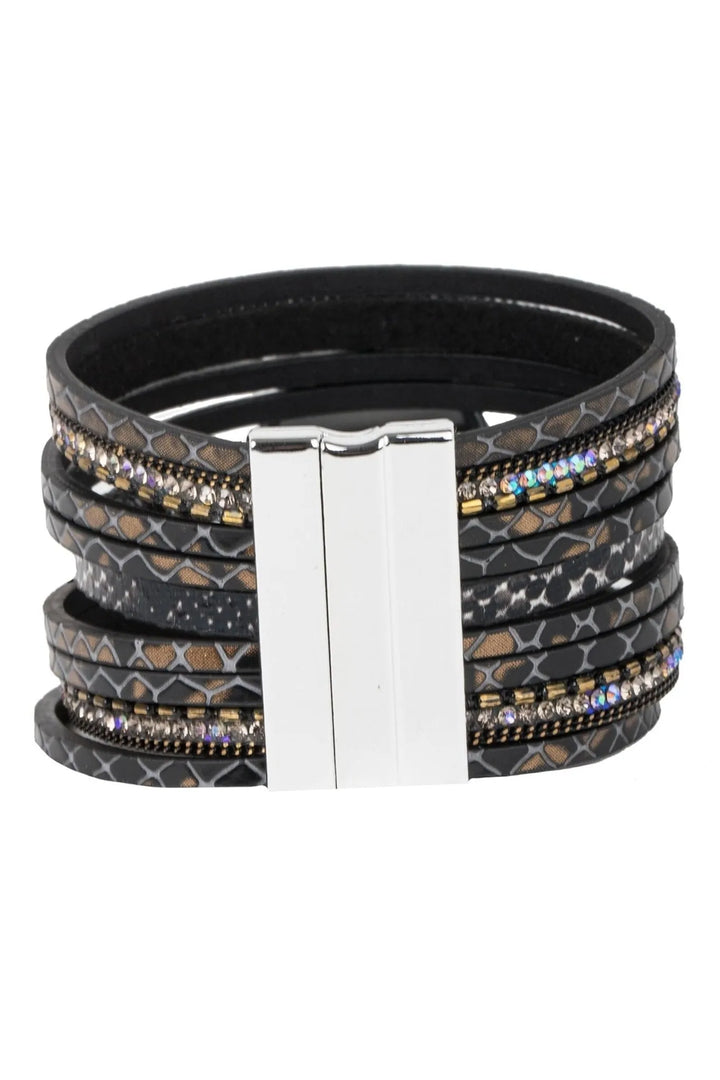 Optical Leather Bracelet Black