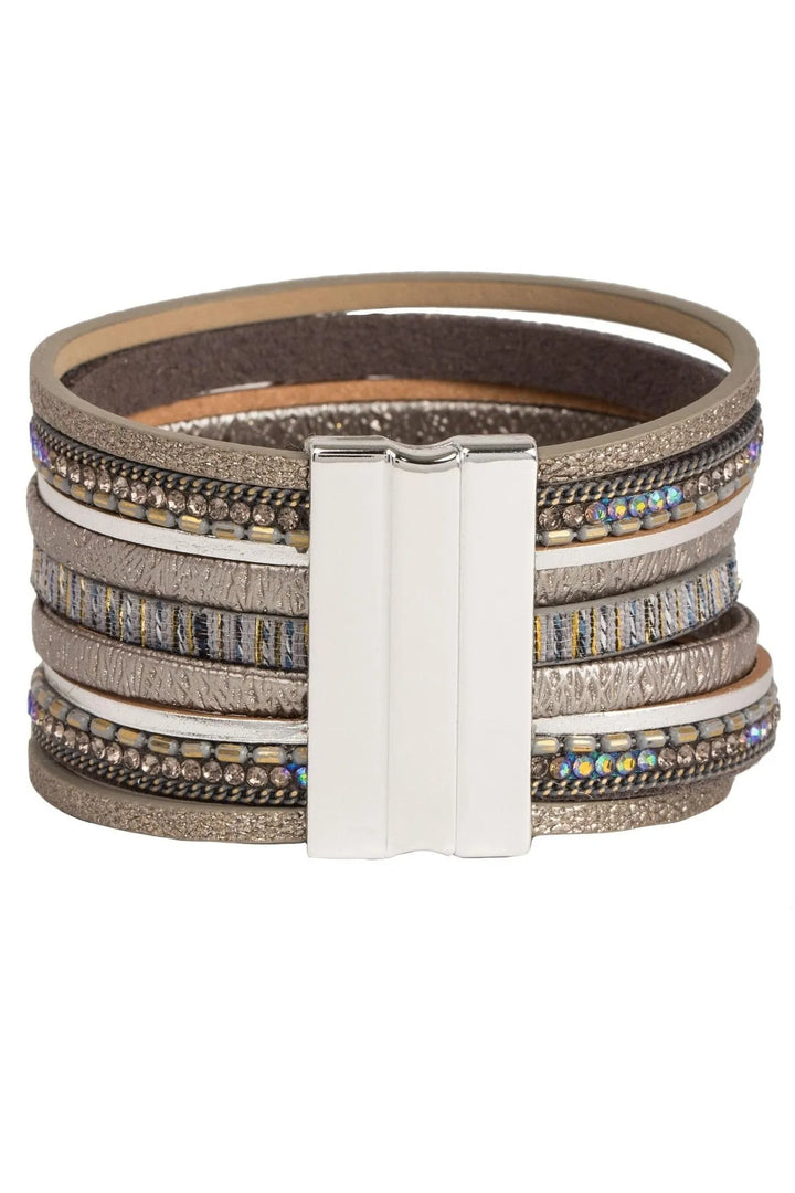 Optical Leather Bracelet Antique White