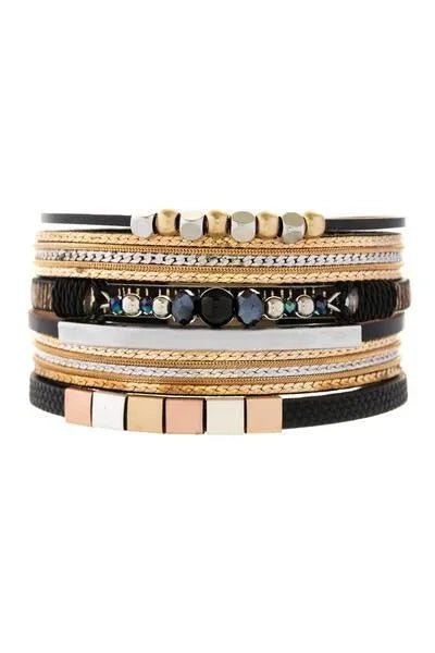 Metallic Beaded Bracelet Black