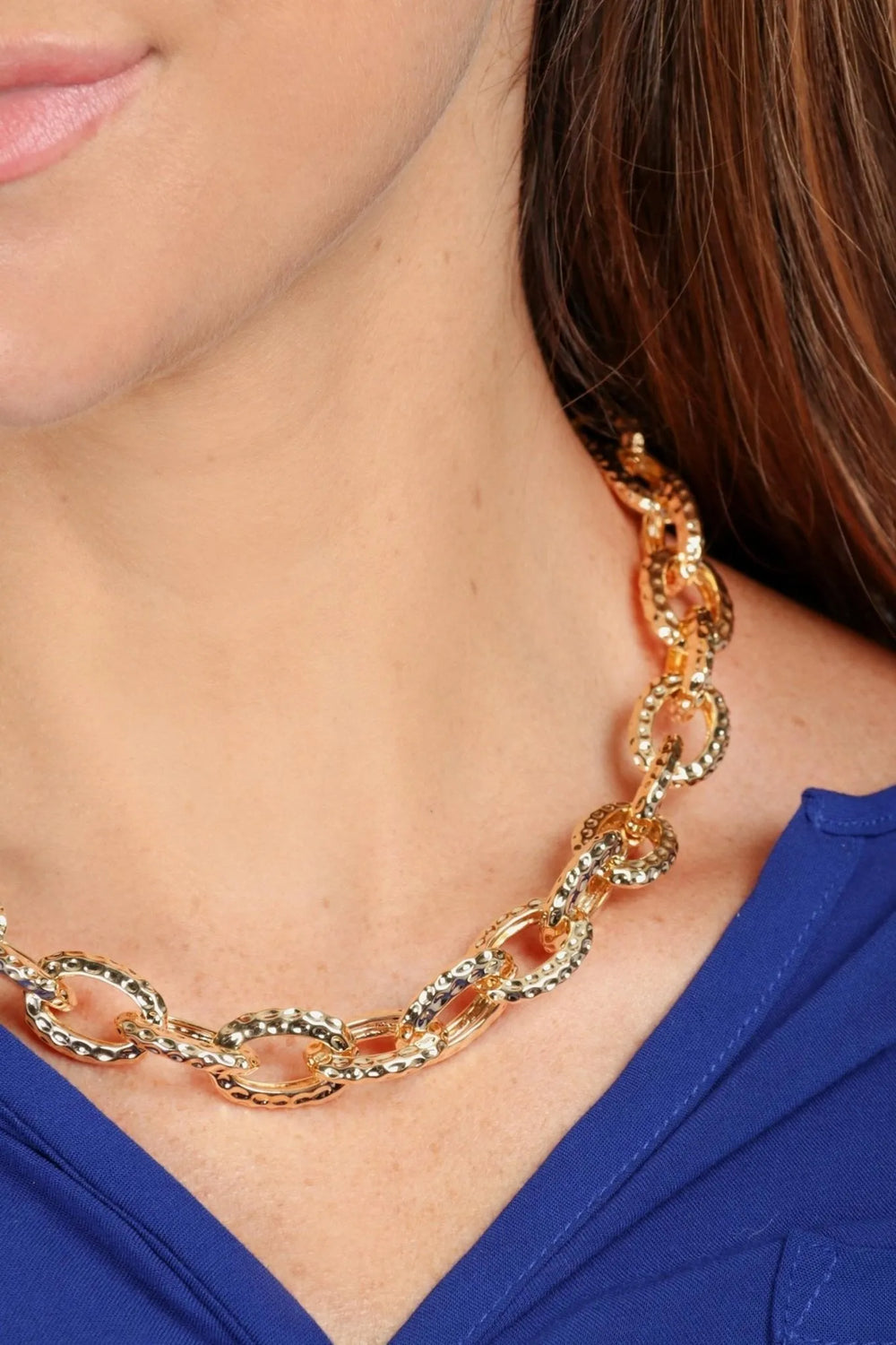Hammered Chain Necklace Gold