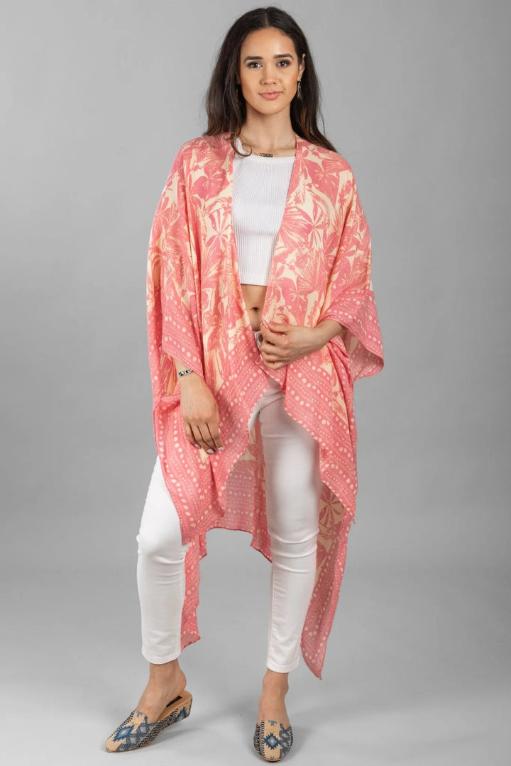 Woodblock Kimono Light Coral