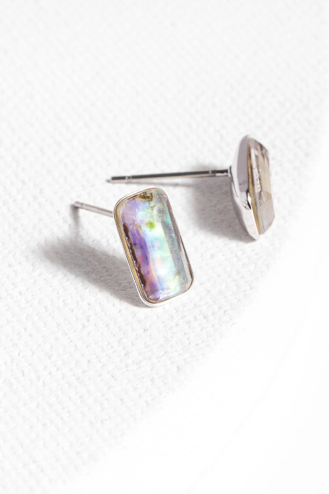 Prism Baguette Mini Stud Earring Dark Khaki