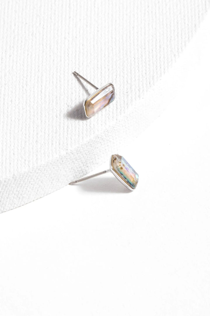 Prism Baguette Mini Stud Earring Dark Khaki