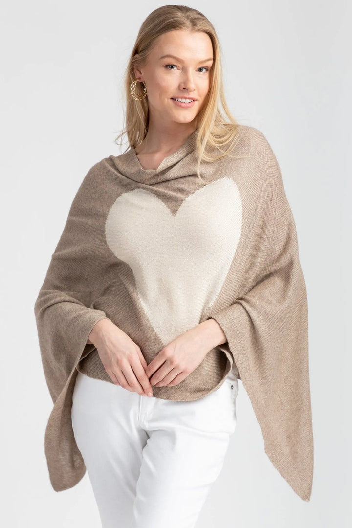 Heart Cashmere and Silk Poncho Linen